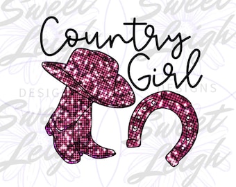 Country Girl PNG, Country png, pailletten png, Farmgirl png, T-shirtontwerp png, sublimatie PNG, PNG-bestand voor sublimatie, Instant Download