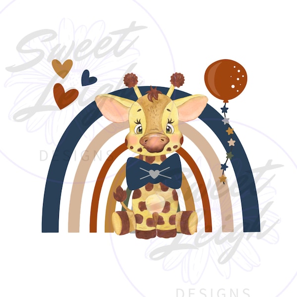 Giraffe png, Rainbow png, Baby Sublimation Designs, Baby png, Sublimation PNG, Baby Boy png Designs, Boho Baby png, Baby Bib png