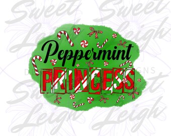 Princesa de menta png, Niña Navidad png, Bastón de caramelo png, Diseño de Navidad, Bebé Navidad PNG, Camisa de Navidad para niños png, Sublimación PNG