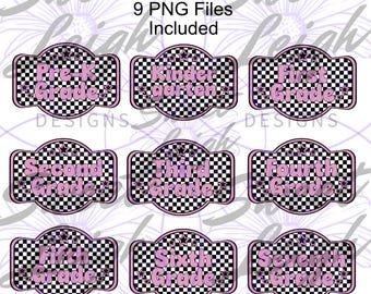 School Grade Bundle png, School png, Checkered png, Kindergarten png, First Grade png, Second Grade png, Third Grade png, School Designs