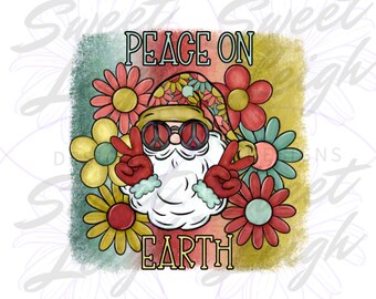 Peace on Earth png, Retro Christmas png, Winter PNG, Hippie PNG, Sublimation Designs, Cute Winter Designs, Womens Shirt png, Flower png