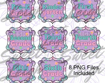 School Grade Bundle png, School png, Flower png, Kindergarten png, First Grade png, Second Grade png, Third Grade png, School Designs