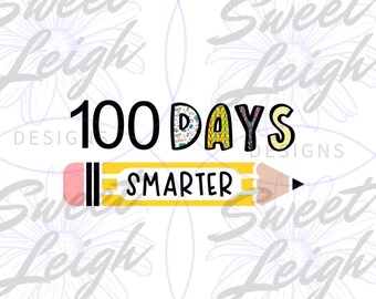 100 días más inteligentes PNG, 100 días PNG, Escuela PNG, 100 días de escuela PNG, Sublimación PNG, Diseños de sublimación, Diseños escolares