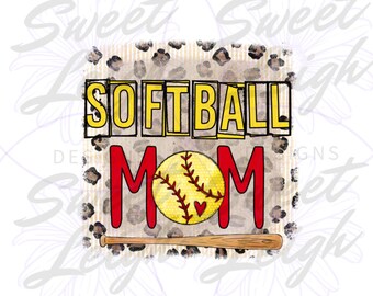 Softball Mom PNG, Softball png, Softball Designs png, Leopard Print png, Softball Sublimation png, Instant Download, Digital Download