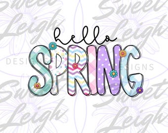 Hola primavera PNG, camiseta de primavera PNG, sublimación de primavera PNG, diseño de sublimación, archivo PNG para sublimación, camiseta infantil PNG, descarga digital
