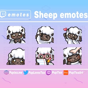 6x Cute Brown Sheep Emotes Pack for Twitch Youtube and Discord | Set 2