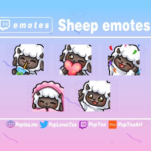 5x Cute Brown Sheep Emotes Pack for Twitch Youtube and Discord | Set 1
