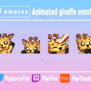 4x Animated Giraffe Emotes Pack for Twitch Youtube and Discord