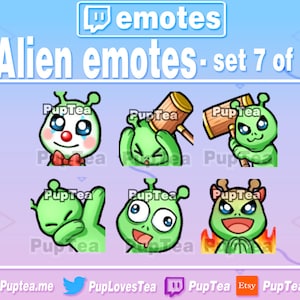 6x Cute Alien Emotes Pack for Twitch Youtube and Discord | Set 7