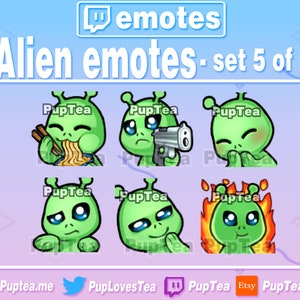 6x Cute Alien Emotes Pack for Twitch Youtube and Discord | Set 5