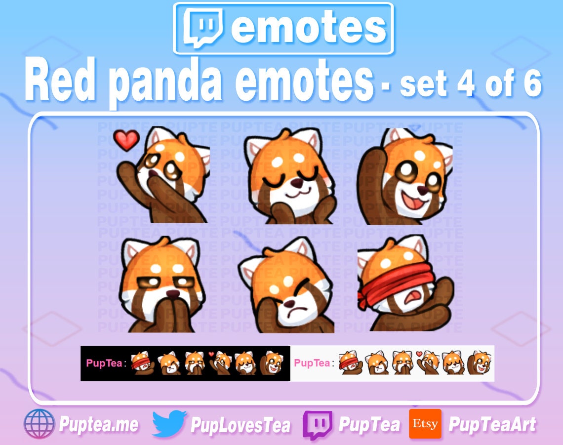 6x Cute Red Panda Emotes Pack for Twitch and Discord Set 4 | Etsy
