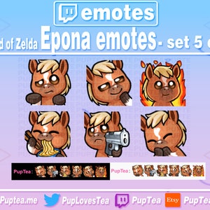 6x Cute Epona Emotes / Horse Emotes Pack for Twitch Youtube and Discord | Set 5