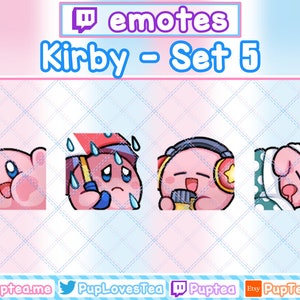 4x Cute Kirby Emotes Pack for Twitch Youtube and Discord | Set 5