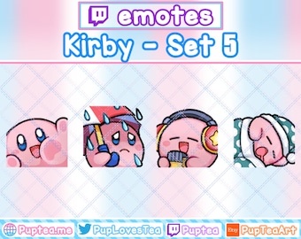 4x Cute Kirby Emotes Pack for Twitch Youtube and Discord | Set 5
