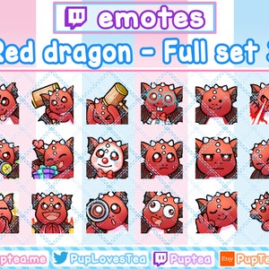18x Cute Red Dragon Emotes Pack for Twitch Youtube and Discord | Full set 3