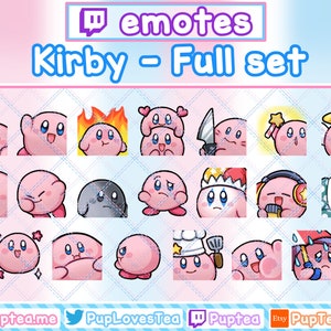 20x Cute Kirby Emotes Pack for Twitch Youtube and Discord | Full Set
