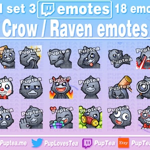 18x Cute Crow / Raven Emotes Pack for Twitch Youtube and Discord | Full set 3