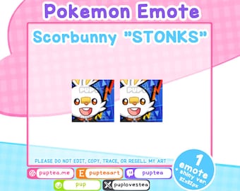 Pokemon Twitch and Discord emote | Scorbunny STONKS Emote