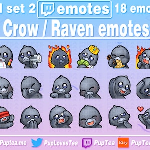 18x Crow / Raven Emotes Pack for Twitch Youtube and Discord | Full Set 2
