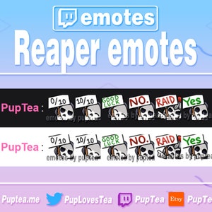 6x Cute Skeleton Grim Reaper Emotes Pack for Twitch Youtube and Discord ...