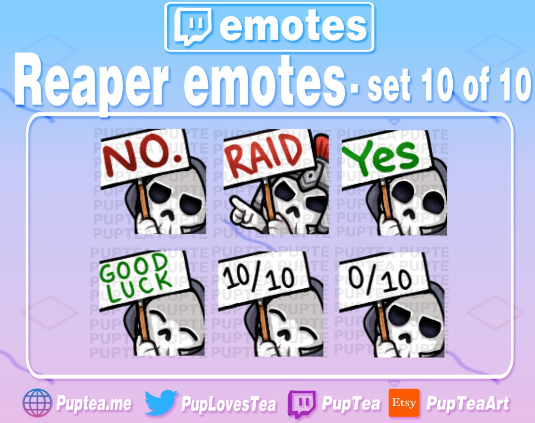 6x Cute Skeleton Grim Reaper Emotes Pack for Twitch Youtube and Discord ...