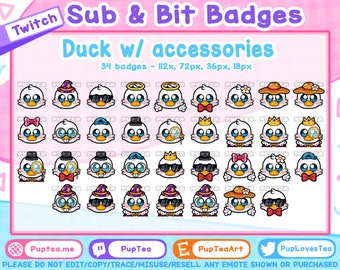 34x Cute Duck Twitch Sub Badges / Cheer Bit Badges | Accessory Set