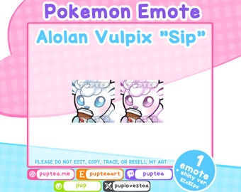 Pokemon Twitch and Discord emote | Alolan Vulpix Sip Emote