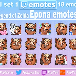 18x Cute Epona Emotes / Horse Emotes Pack for Twitch Youtube and Discord | Full Set 1