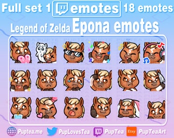 18x Cute Epona Emotes / Horse Emotes Pack for Twitch Youtube and Discord | Full Set 1