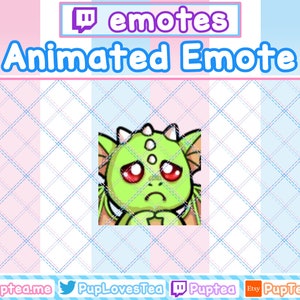 ANIMATED Cute Green Dragon Shy Emote - Twitch and Discord Emote