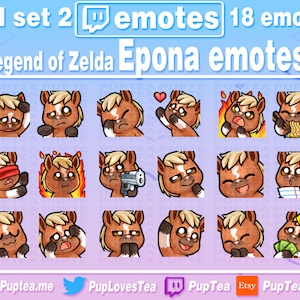 18x Cute Epona Emotes / Horse Emotes Pack for Twitch Youtube and Discord | Full Set 2