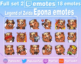 18x Cute Epona Emotes / Horse Emotes Pack for Twitch Youtube and Discord | Full Set 2