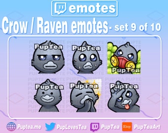 Paquete de 6 emoticonos de cuervo para Twitch, YouTube y Discord / Conjunto 9