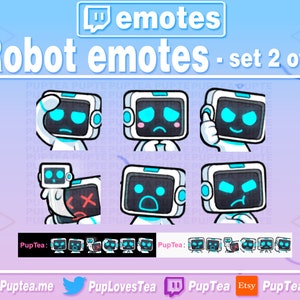 6x Cute Robot Emotes Pack for Twitch Youtube and Discord | Set 2