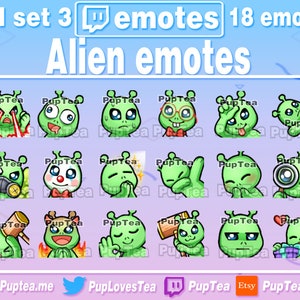 18x Cute Alien Emotes Pack for Twitch Youtube and Discord | Full Set 3
