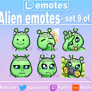 6x Cute Alien Emotes Pack for Twitch Youtube and Discord | Set 9