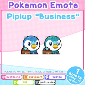Pokemon Twitch and Discord emote | Piplup Business Emote