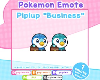 Pokemon Twitch and Discord emote | Piplup Business Emote