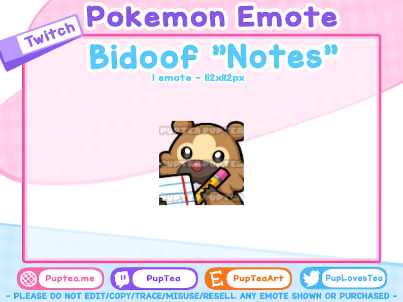 Pokemon Twitch and Discord Emote | Bidoof Notes Emote - Etsy