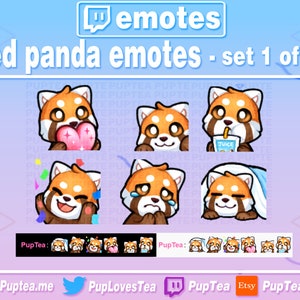 6x Cute Red Panda Emotes Pack for Twitch Youtube and Discord | Set 1