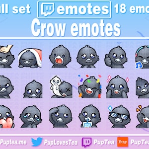 18x Crow / Raven Emotes Pack for Twitch Youtube and Discord | Full Set 1