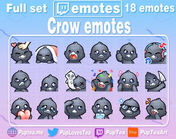 Pcrow Emote 18x Crow / Raven Emotes Pack for Twitch and Discord Full Set | Etsy ...