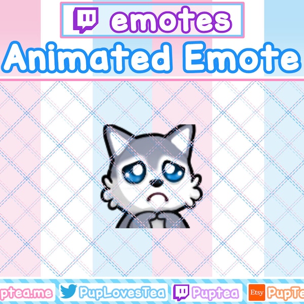 ANIMATED Cute Grey Wolf Shy Emote - Twitch and Discord Emote