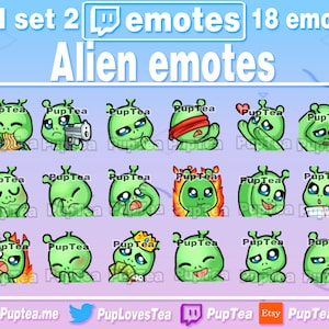 18x Cute Alien Emotes Pack for Twitch Youtube and Discord | Full Set 2