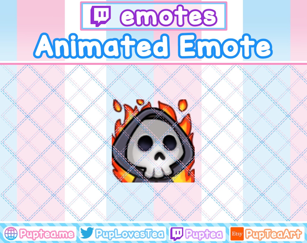 ANIMATED Cute Skeleton Grim Reaper Fine / Thisisfine Emote Twitch and