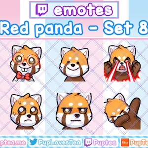 6x Cute Red Panda Emotes Pack for Twitch Youtube and Discord | Set 8