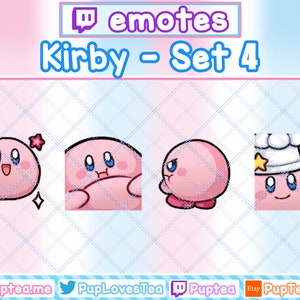 4x Cute Kirby Emotes Pack for Twitch Youtube and Discord | Set 4