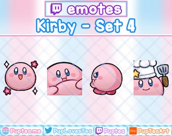 4x Cute Kirby Emotes Pack for Twitch Youtube and Discord | Set 4