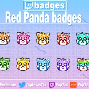 10 insignias de suscripción de Twitch de Red Panda lindas / insignias de Cheer Bit