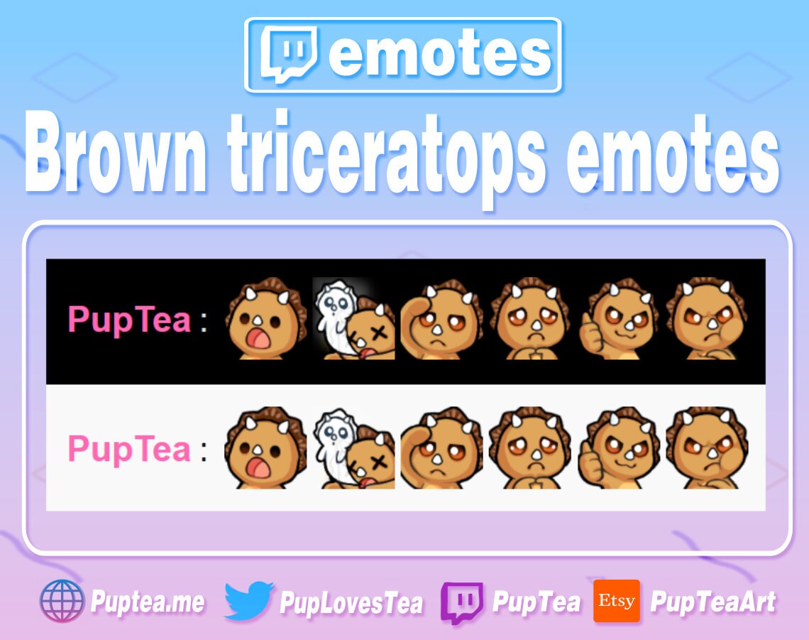 6x Cute Brown Triceratops Emotes Pack for Twitch Youtube and - Etsy